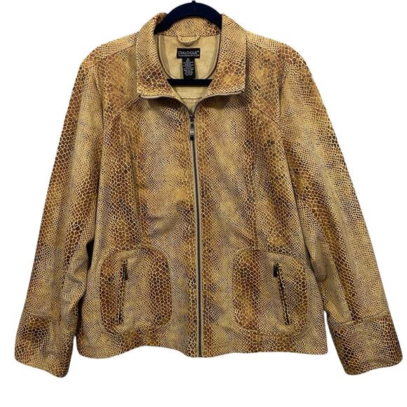 Dialogue The New Language of Style Faux Leather Jacket Snakeskin Print Size XL - Picture 4 of 12